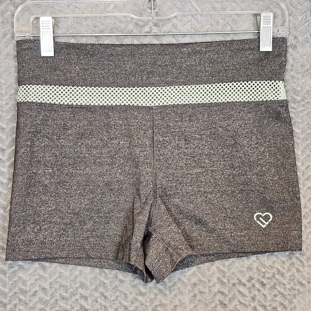 Gymcore‎ Sporty Workout Gray Space Dye Mesh Inset Athletic Shorts D7228 Size M